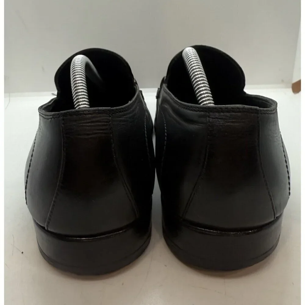 Hugo Boss Men's 10.5 Dikko Black Leather Dress Loafers Horsebit Logo 50200774